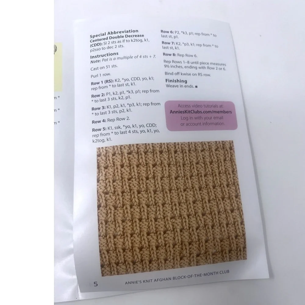 Annie's Stitch Sampler Crochet Afghan Yarn & Pattern Blocks 19-21 Opened In Pack
